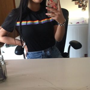 black rainbow striped shirt